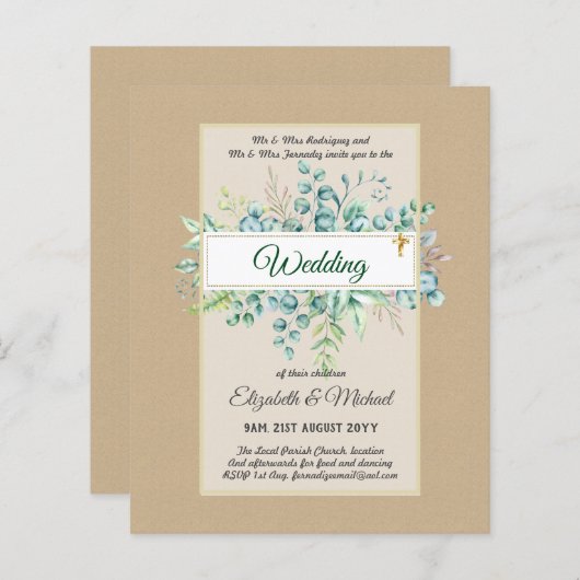 Papier Budget CATHOLIQUE MARIAGE chrétien INVITATIONS ver (Devant / Derrière)