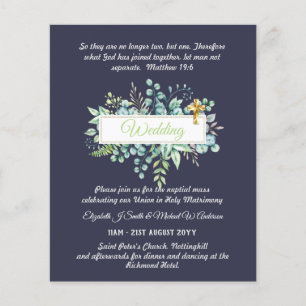 Papier BUDGET Catholique Mariage Invitations Croix de ver