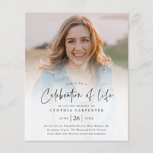 Papier Budget Célébration de la vie Invitation commémorat (Devant)