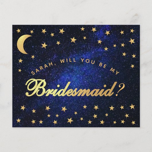 Papier Budget Céleste Gold Stars Bridesmaid Proposition (Devant)