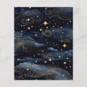 Papier Budget Céleste Midnight Blue Stars Moon Mariage (Dos)