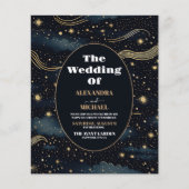 Papier Budget Céleste Midnight Blue Stars Moon Mariage (Devant)