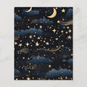 Papier Budget Céleste Midnight Blue Stars Moon Mariage (Dos)