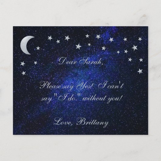 Papier Budget céleste Starry Night Bridesmaid Proposition (Dos)