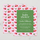 Papier Budget Cerise Fruit Rose Vert mignonne Baby shower (Devant / Derrière)
