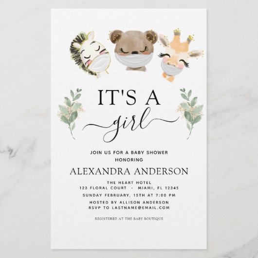 Papier Budget C'est un Baby shower de filles Eucalyptus d (Devant)