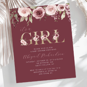 Papier Budget C'est une fille Baby shower Bourgogne