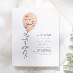 Papier Budget C'est Une Fille Ballon Verdure Baby Shower