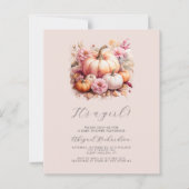 Papier Budget C'est une fille Citrouilles Rose Pâle Fête (Devant)