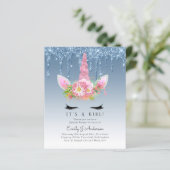 Papier BUDGET C'est une fille Glittery Baby shower Unicor (Debout devant)