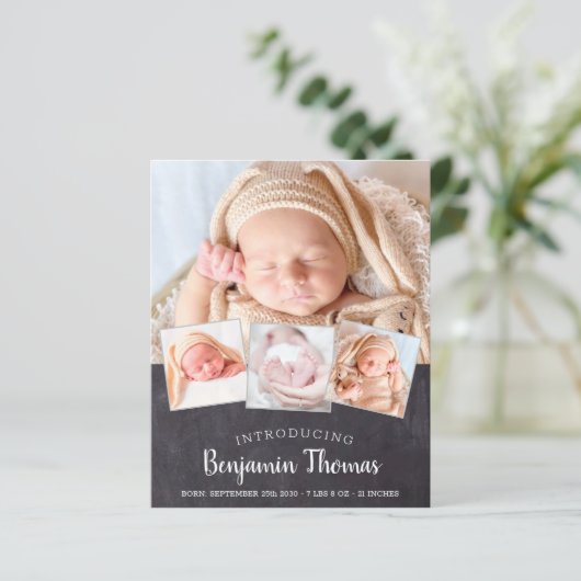 Papier Budget Chalkboard Baby 4 Photo Merci de naissance (Debout devant)