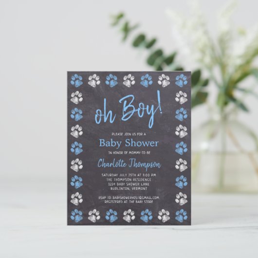 Papier Budget Chalkboard Empreintes de pattes Blue Boy Ba (Debout devant)