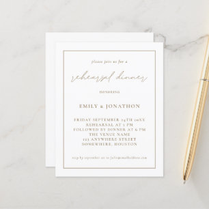 Papier Budget Champagne or Répétition Dîner Invitation