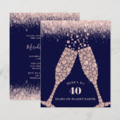 Papier Budget Champagne Parties scintillant 40e anniversa (Devant / Derrière)
