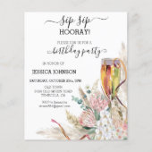 Papier Budget Champagne pour fête d'anniversaire Sip Sip  (Devant)