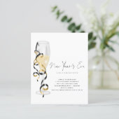 Papier Budget Champagne Script Nouvel An Invitation Révei (Debout devant)