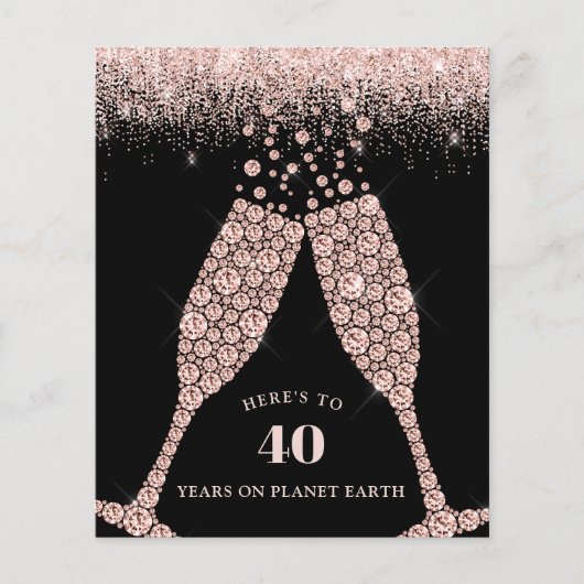 Papier Budget Champagne Toast Black 40e anniversaire Invi (Devant)