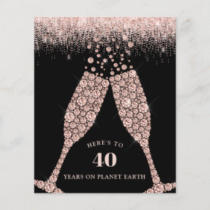 Papier Budget Champagne Toast Black 40e anniversaire Invi