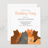 Papier Budget Chat Anniversaire Fête Invitation (Devant / Derrière)