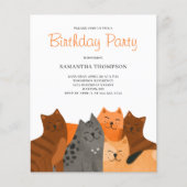 Papier Budget Chat Anniversaire Fête Invitation (Devant)