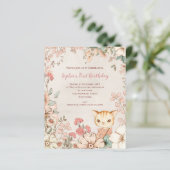 Papier Budget Chat Floral 1er Anniversaire Invitation fil (Debout devant)