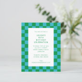 Papier Budget Checkerboard Blue Green Invitation d'annive (Debout devant)