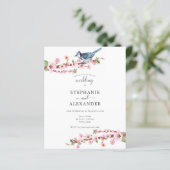 Papier Budget Cherry Blossom Blue Bird Wedding Invitation (Debout devant)