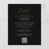 Papier BUDGET Chic Black Gold QR Code Tout en un Mariage (Dos)