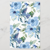 Papier Budget Chic Blue Aquarelle Floral Wedding Invitati (Dos)