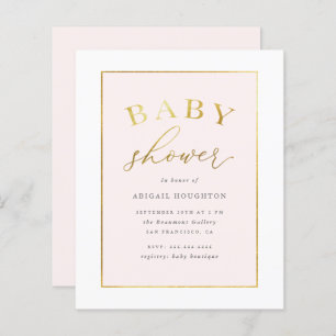 Papier Budget Chic Blush Pink Gold Typographie Baby showe