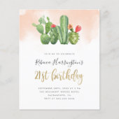 Papier Budget Chic Blush Watercolor Cactus 21e anniversai (Devant)