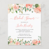 Papier Budget Chic Coral Floral Invitation à la douche nu (Devant)
