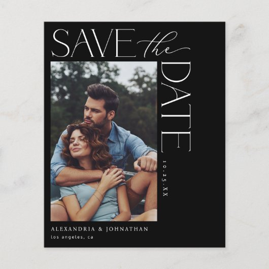 Papier Budget Chic Design Photo Enregistrer la date 2 Bla (Devant)