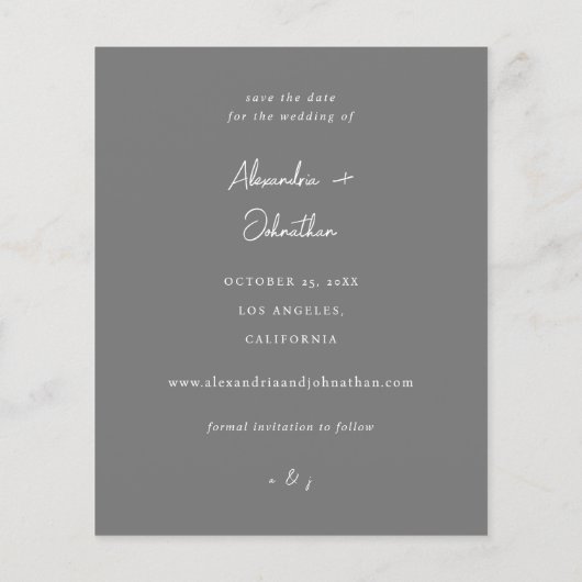 Papier Budget Chic Design Photo Enregistrer la date 2 Gri (Dos)