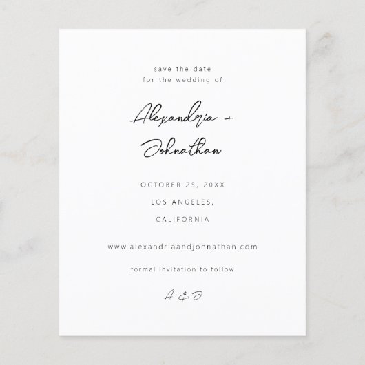 Papier Budget Chic Design Photo Enregistrer la date 3 (Dos)