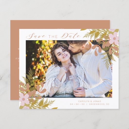 Papier Budget Chic Dusty Shades Branches Photo Wedding (Devant / Derrière)