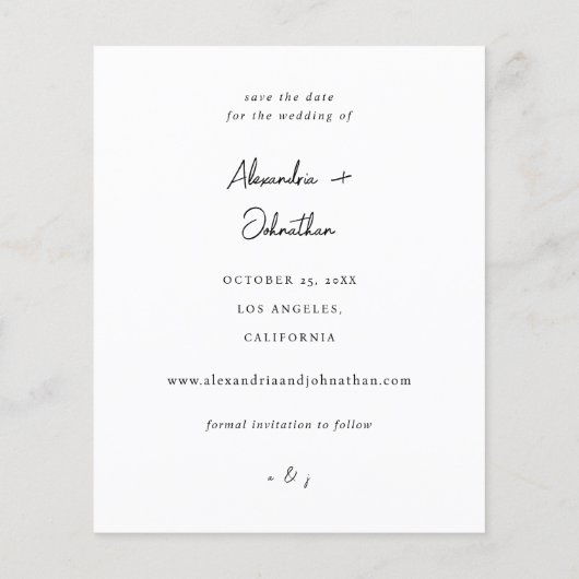 Papier Budget Chic Élégant Mod Photo Enregistrer la Date (Dos)