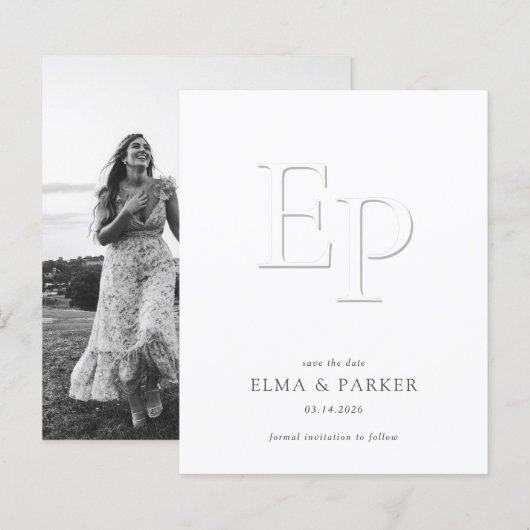 Papier BUDGET Chic Embossed Look Wedding Save the date (Devant / Derrière)