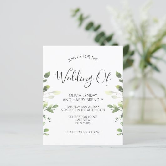 Papier Budget Chic Eucalyptus Faire-part de mariage de ve (Debout devant)