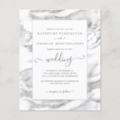 Papier Budget Chic Faire-part de mariage en marbre argent (Devant)