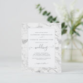 Papier Budget Chic Faire-part de mariage en marbre argent (Debout devant)
