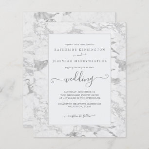 Papier Budget Chic Faire-part de mariage en marbre argent