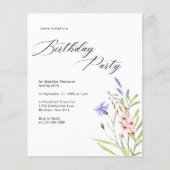 Papier BUDGET Chic Fleur sauvage Aquarelle Adulte Anniver (Devant)