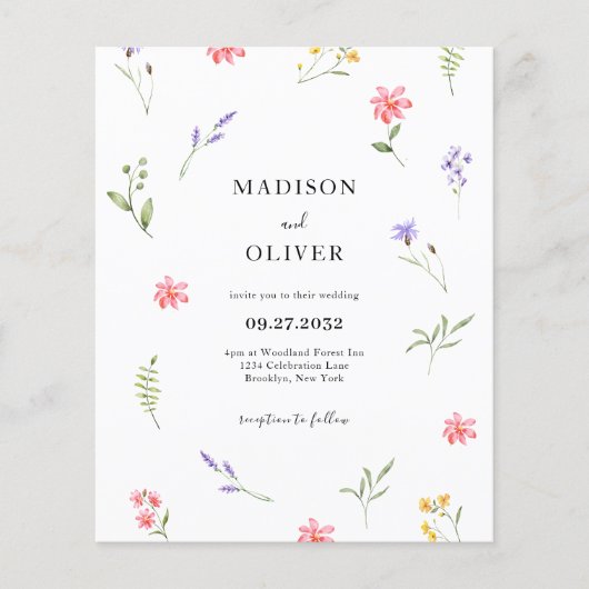 Papier BUDGET Chic Fleur sauvage Foliage Mariage aquarell (Devant)