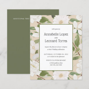 Papier BUDGET Chic Fleurs blanches ivoire feuilleMariage