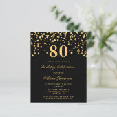 Papier Budget Chic Invitation d'anniversaire 80e (Debout devant)