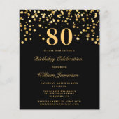 Papier Budget Chic Invitation d'anniversaire 80e (Devant)