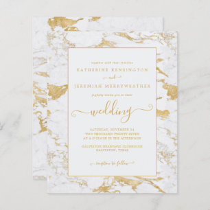 Papier Budget Chic or Faire-part de mariage en marbre