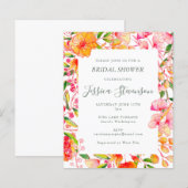 Papier Budget Chic Orange Floral Fête des mariées Invitat (Devant / Derrière)