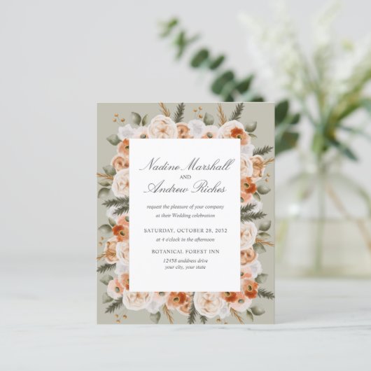 Papier Budget Chic orange ivoire Sage vert Mariage (Debout devant)